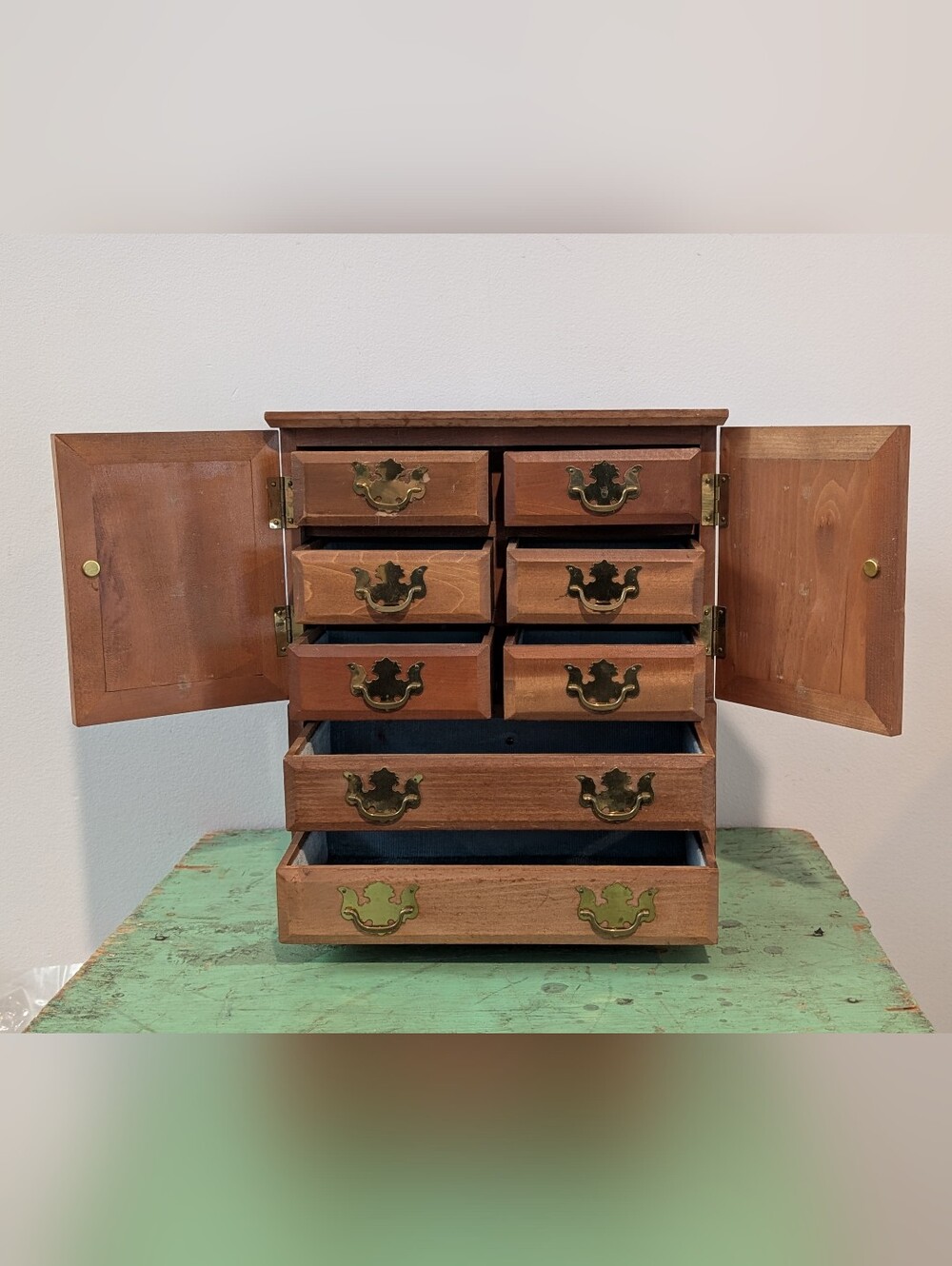 Vintage Wooden Armoire Style Jewelry Cabinet - 8 Drawer - Jewelry Box - Musical!